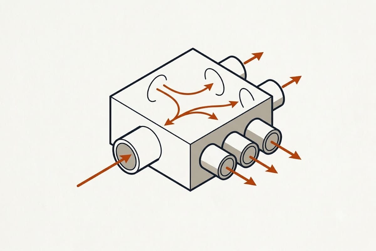 A distribution box splitting flow