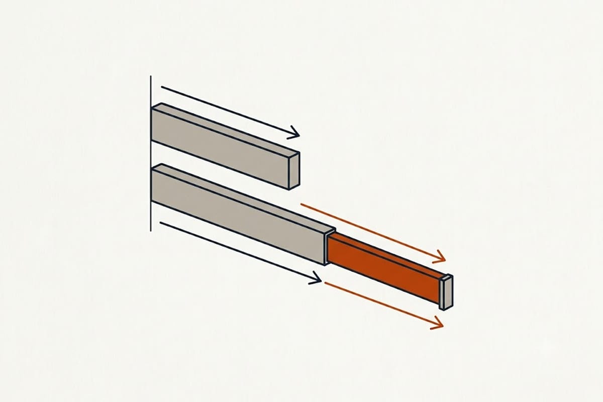 A narrow spread compared with a wide one